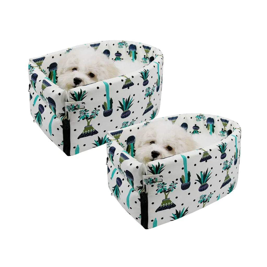 NNEAGS 2X Car Central Control Nest Pet Safety Travel Bed Dog Kennel Portable Washable Pet Bag White NNEAGS