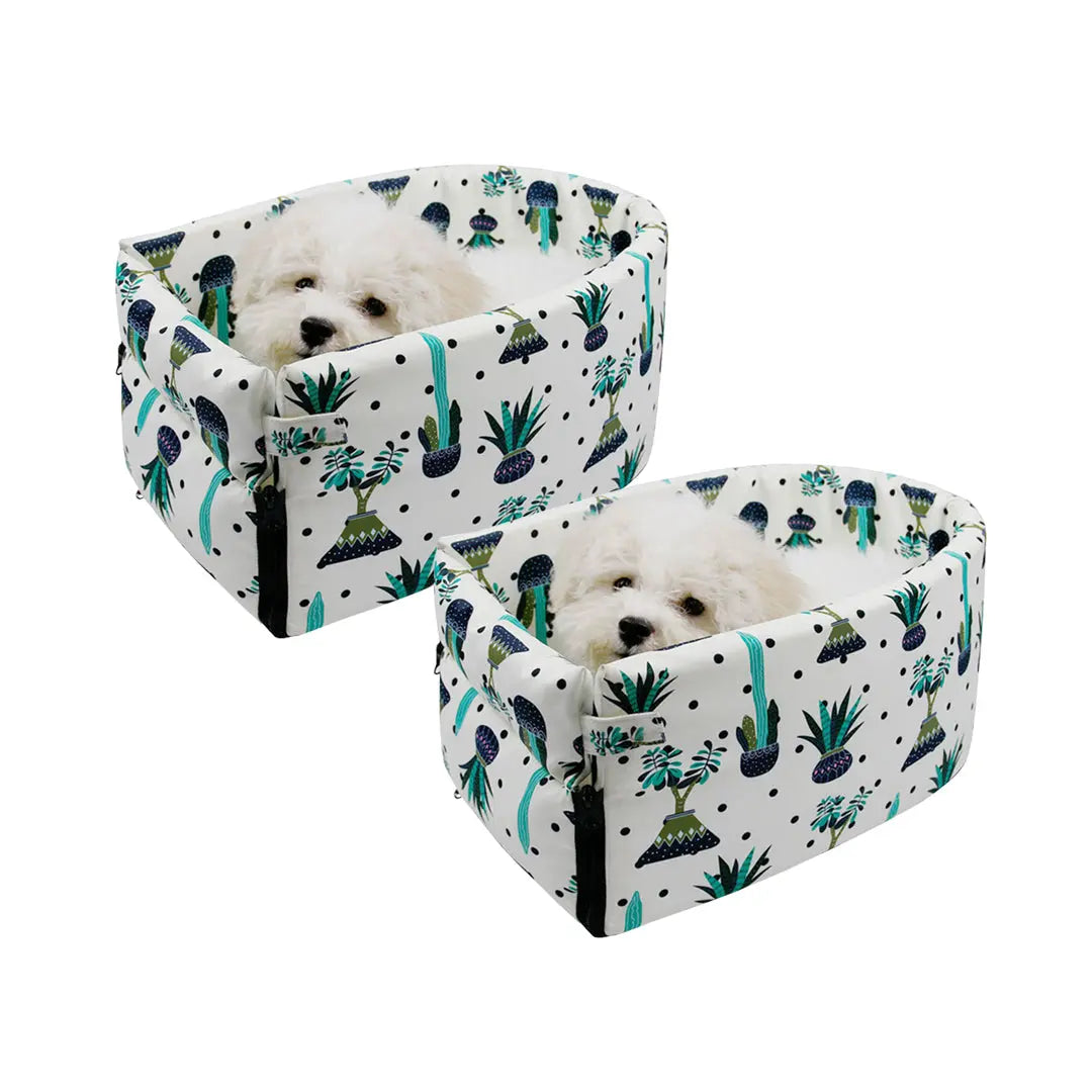 NNEAGS 2X Car Central Control Nest Pet Safety Travel Bed Dog Kennel Portable Washable Pet Bag White NNEAGS