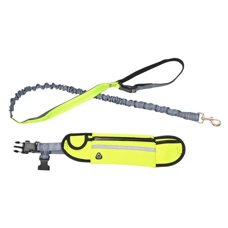 NNEAGS Yellow Adjustable Hands-Free Pet Leash Bag Dog Lead Walking Running Jogging Pet Essentials NNEAGS