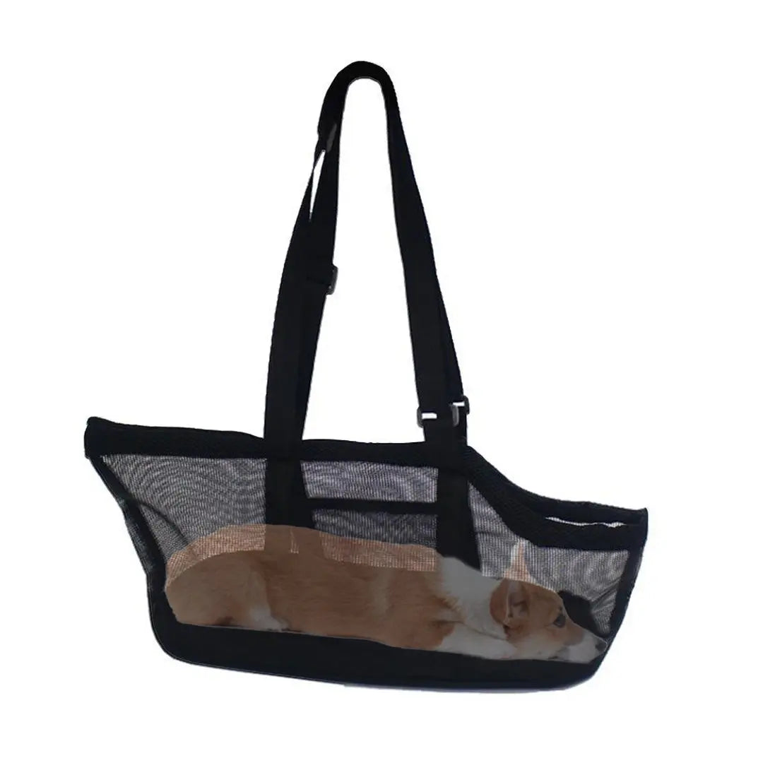 NNEAGS Black Pet Carrier Bag Breathable Net Mesh Tote Pouch Dog Cat Travel Essentials NNEAGS