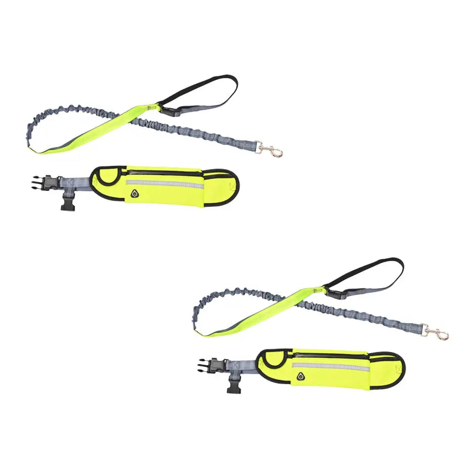 NNEAGS 2X Yellow Adjustable Hands-Free Pet Leash Bag Dog Lead Walking Running Jogging Pet Essentials NNEAGS