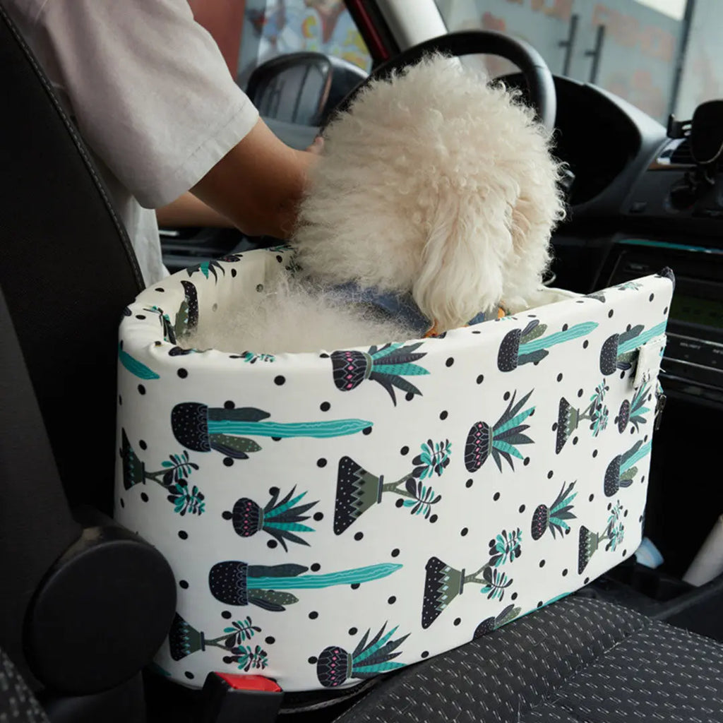 NNEAGS 2X Car Central Control Nest Pet Safety Travel Bed Dog Kennel Portable Washable Pet Bag White NNEAGS
