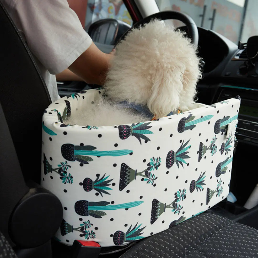 NNEAGS 2X Car Central Control Nest Pet Safety Travel Bed Dog Kennel Portable Washable Pet Bag White NNEAGS