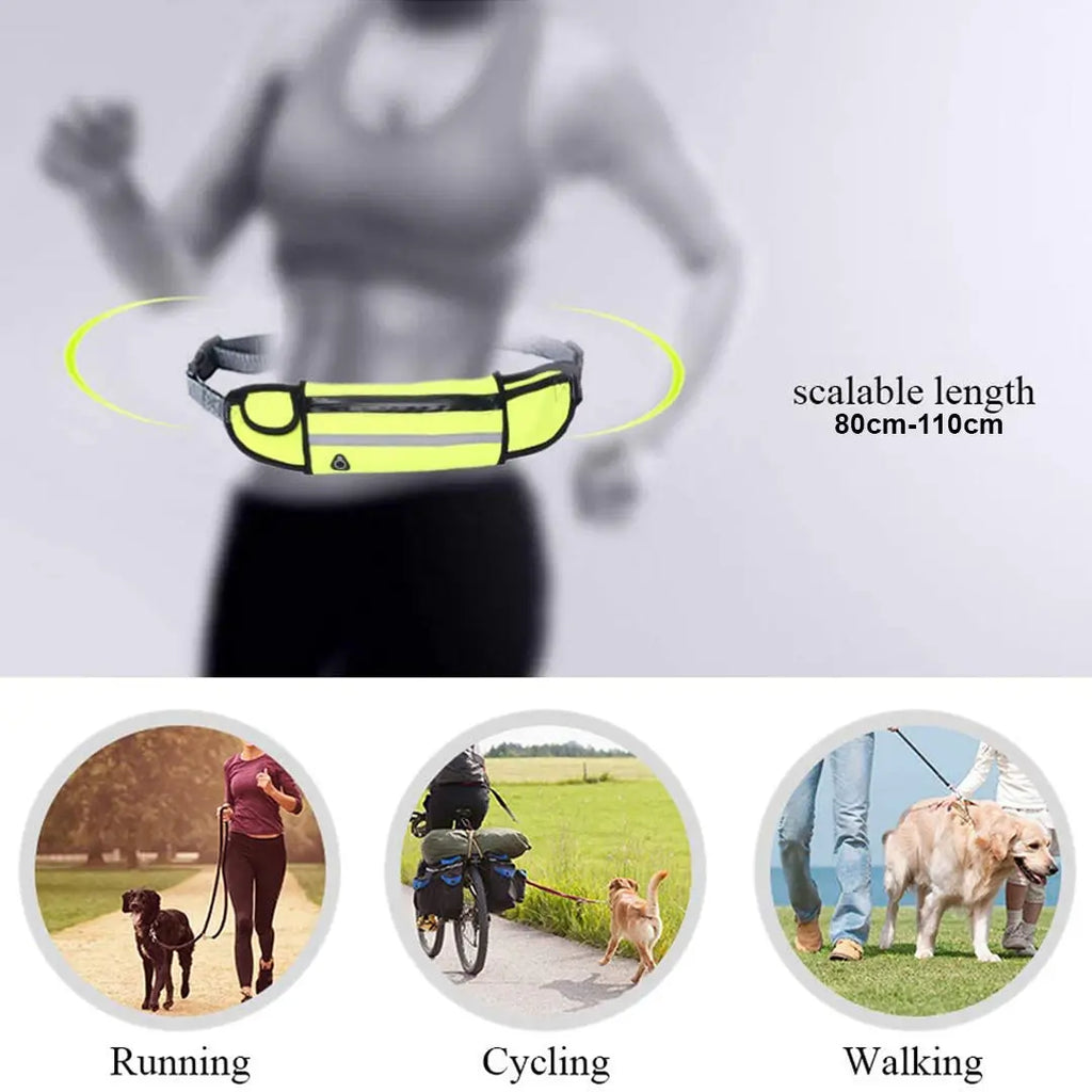 NNEAGS 2X Yellow Adjustable Hands-Free Pet Leash Bag Dog Lead Walking Running Jogging Pet Essentials NNEAGS