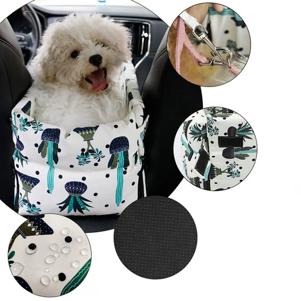 NNEAGS Car Central Control Nest Pet Safety Travel Bed Dog Kennel Portable Washable Pet Bag White NNEAGS