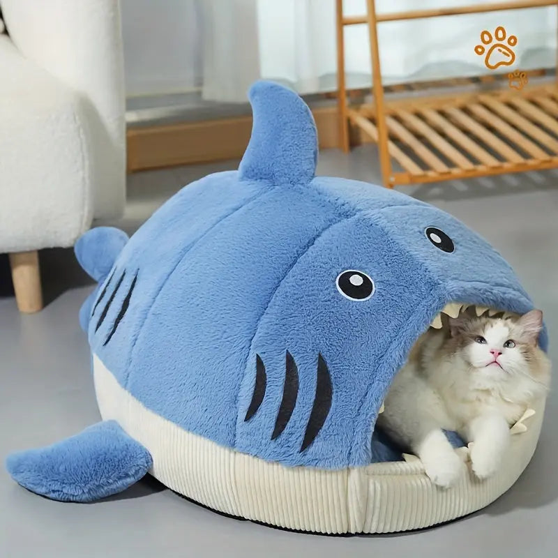 Cozy Shark-Shaped Pet Bed for Cats & Dogs TM