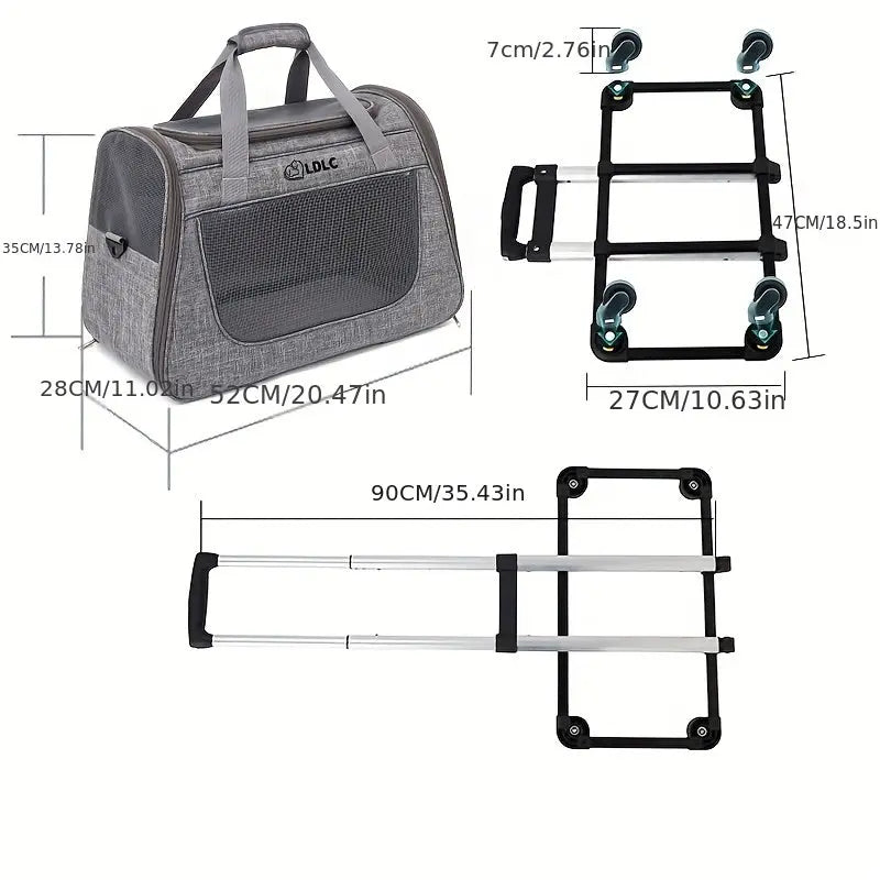 NNETM Pet Rolling Carrier with Detachable Wheels NNETM