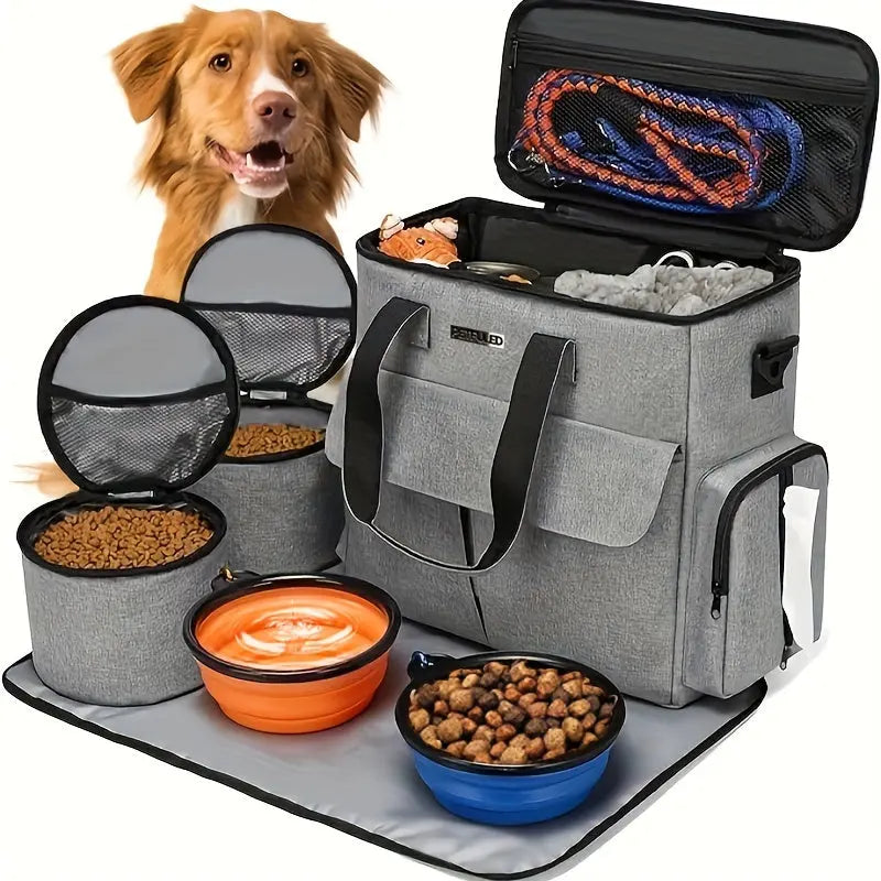 NNETM Pet Travel Bag Airline Approved with Bowls & Containers NNETM