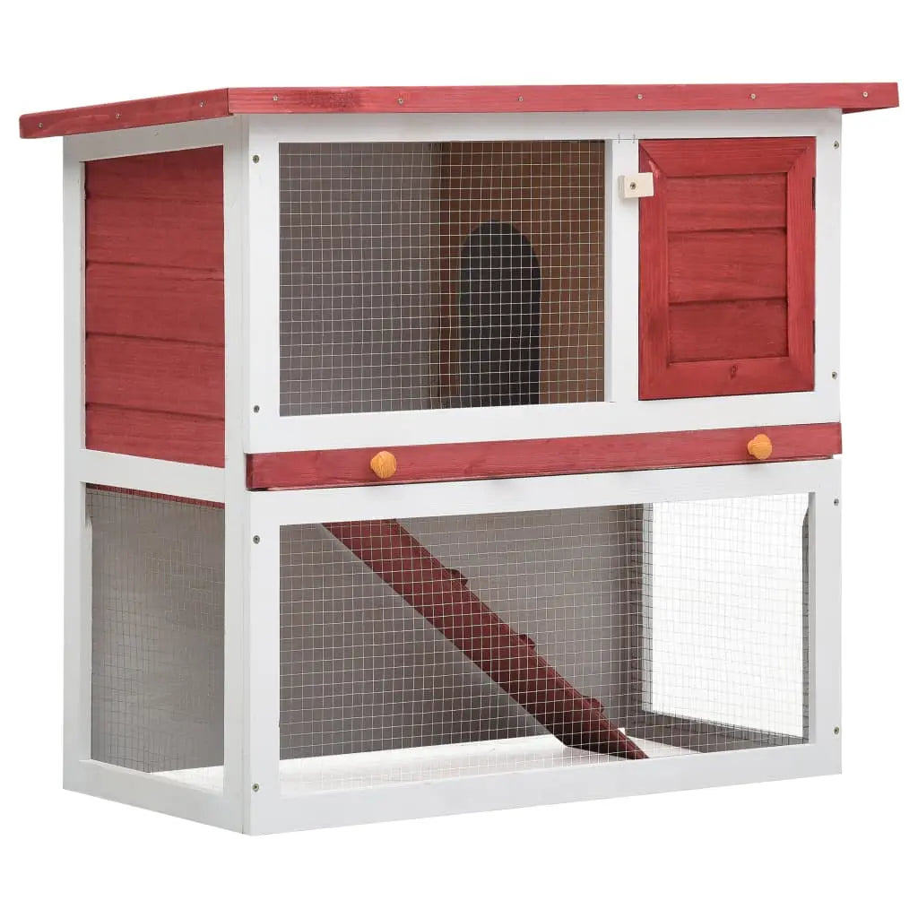 NNEVL Outdoor Rabbit Hutch 1 Door Red Wood NNEVL