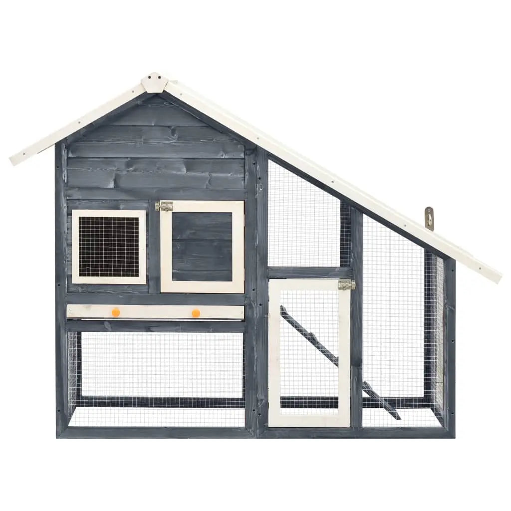 NNEVL Rabbit Hutch Grey and White 140x63x120 cm Solid Firwood NNEVL