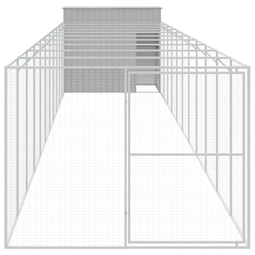 NNEVL Dog House with Run Light Grey 214x1273x181 cm Galvanised Steel NNEVL