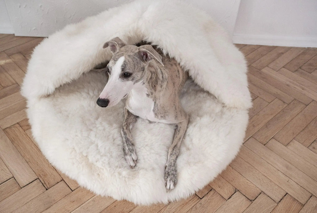 Natural Sheepskin Pet Cave - White Mellow Pet Store