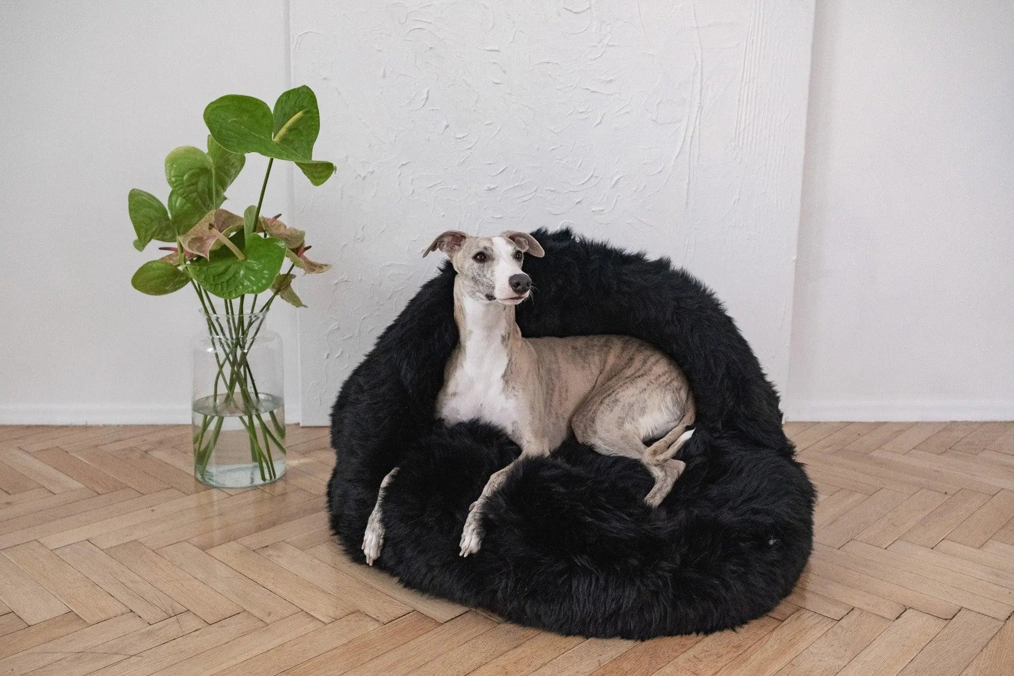 Natural Sheepskin Pet Cave - Black Mellow Pet Store