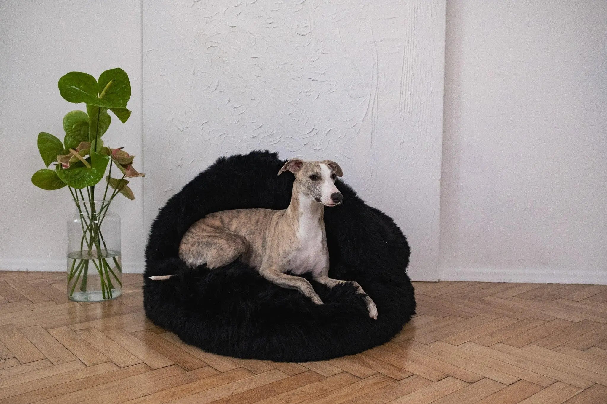 Natural Sheepskin Pet Cave - Black Mellow Pet Store