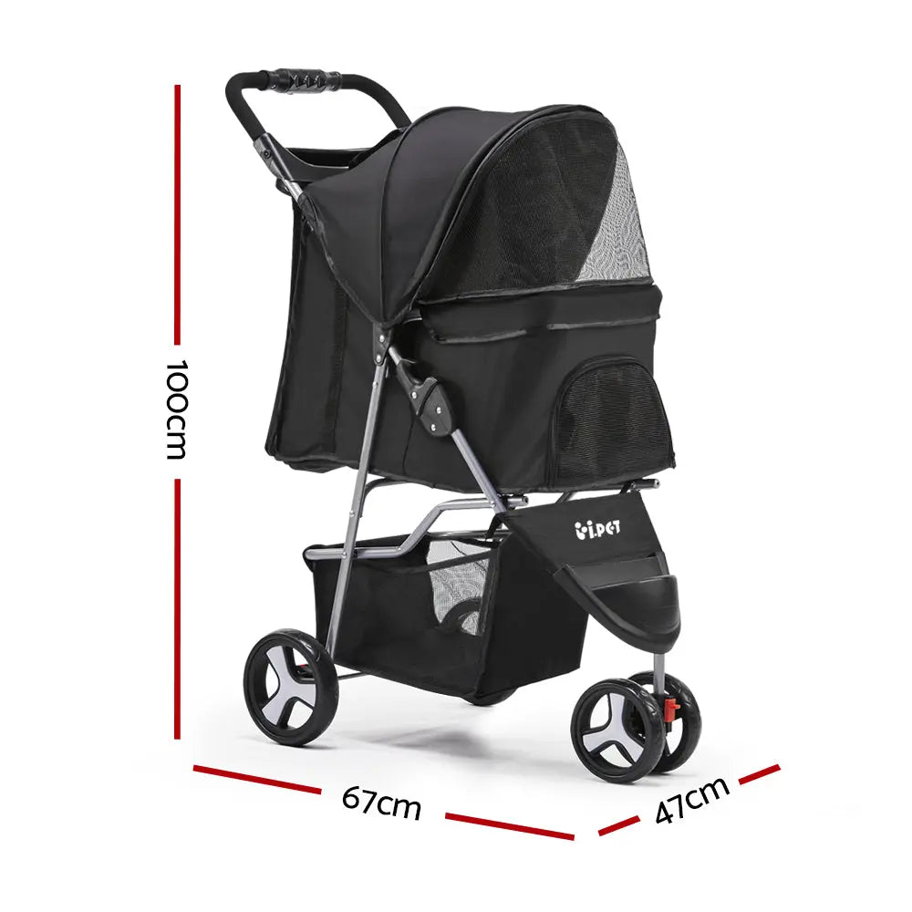 NNEDSZ 3 Wheel Pet Stroller - Black NNEDSZ