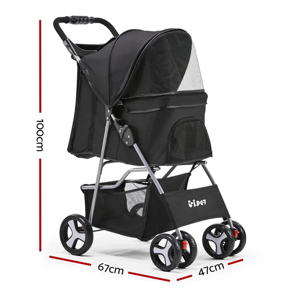 NNEDSZ 4 Wheel Pet Stroller - Black NNEDSZ