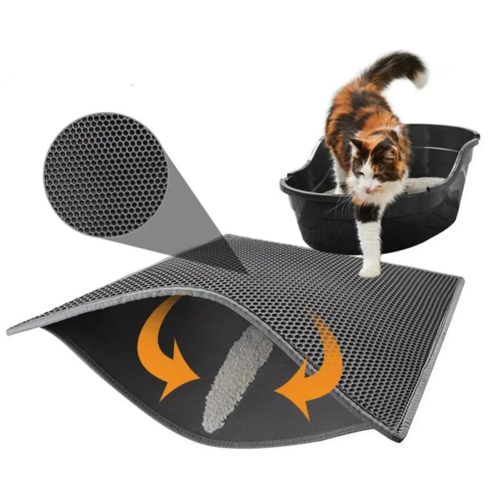 Pet Cat Litter Mat Waterproof EVA Double Layer Cat Litter Trapping Pet Litter Box Mat Clean Pad Products For Cats Accessories OBA