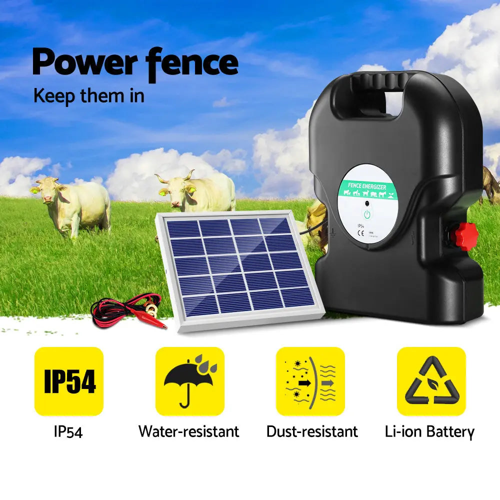 NNEDSZ 20km Electric Fence Energiser Solar Energizer Charger Farm Animal 1.2J NNEDSZ