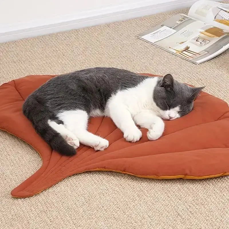 NNEDSZ 2 Pcs Yellow Leaf-Shaped Pet Sleeping Mat - Durable Dog Floor Pad & Cat Bed for Sleeping and Playtime NNEDSZ