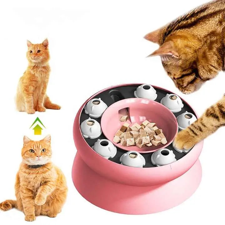 NNEDSZ Pink Interactive Slow Feeder Cat Bowl - 15° Tilt Design, Puzzle Feeder for Healthy Eating NNEDSZ