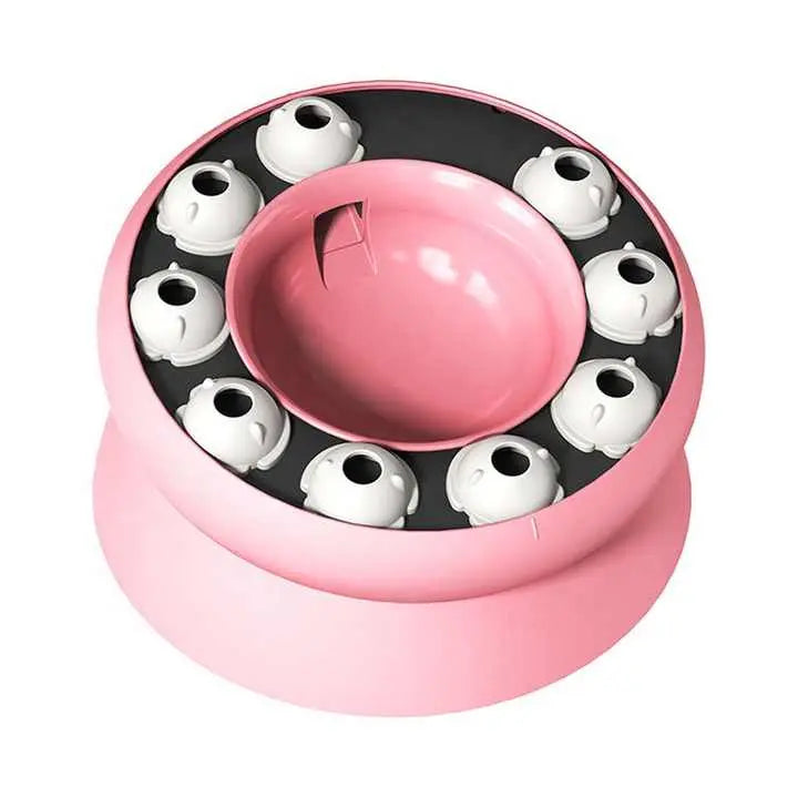 NNEDSZ Pink Interactive Slow Feeder Cat Bowl - 15° Tilt Design, Puzzle Feeder for Healthy Eating NNEDSZ