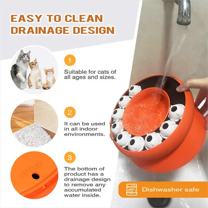 NNEDSZ Pink Interactive Slow Feeder Cat Bowl - 15° Tilt Design, Puzzle Feeder for Healthy Eating NNEDSZ