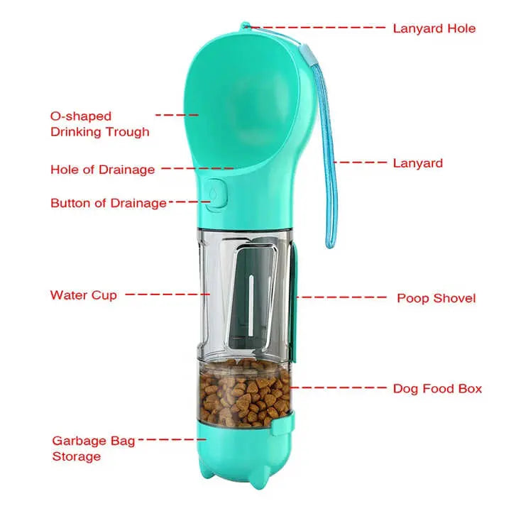 NNEDSZ Yellow 500ml Portable Pet Water Bottle | Multifunctional Travel Pet Feeder | Outdoor Dog Drinking Bottle with Waste Shovel NNEDSZ