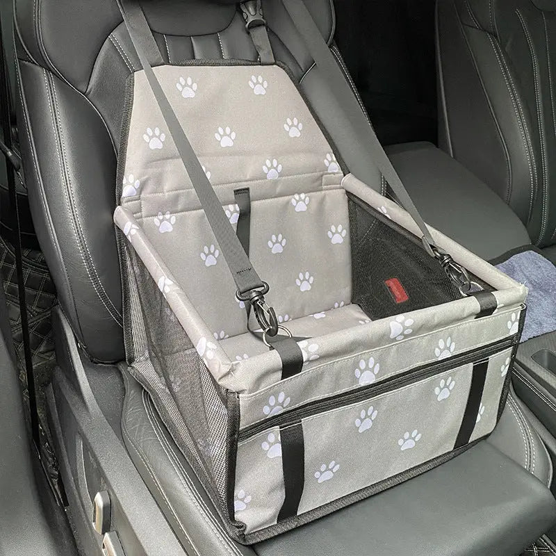 NNEDSZ Gray footprints Portable Pet Car Seat for Dogs and Cats - Adjustable Car Seat Cover, Pet Travel Car Carrier with Safety Belt NNEDSZ
