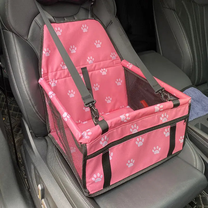 NNEDSZ Pink footprints Portable Pet Car Seat for Dogs and Cats - Adjustable Car Seat Cover, Pet Travel Car Carrier with Safety Belt NNEDSZ