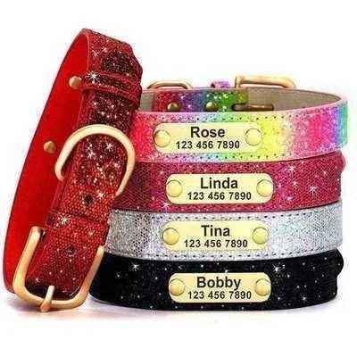 Personalised Sequin Sparkle Pet ID Dog Collar Finnigan's Play Pen