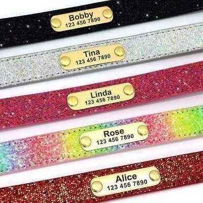 Personalised Sequin Sparkle Pet ID Dog Collar Finnigan's Play Pen