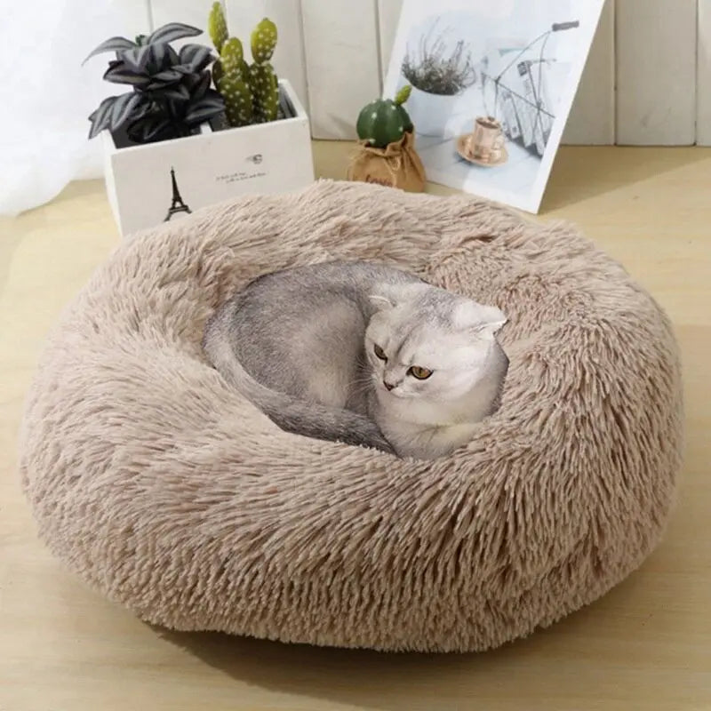 Round Cat Bed Warm Sleeping Cat Nest For Dogs Basket Pet Products Cushion Soft Long Plush Cat Pet Bed Mat Cat House Animals Sofa Vimost Shop