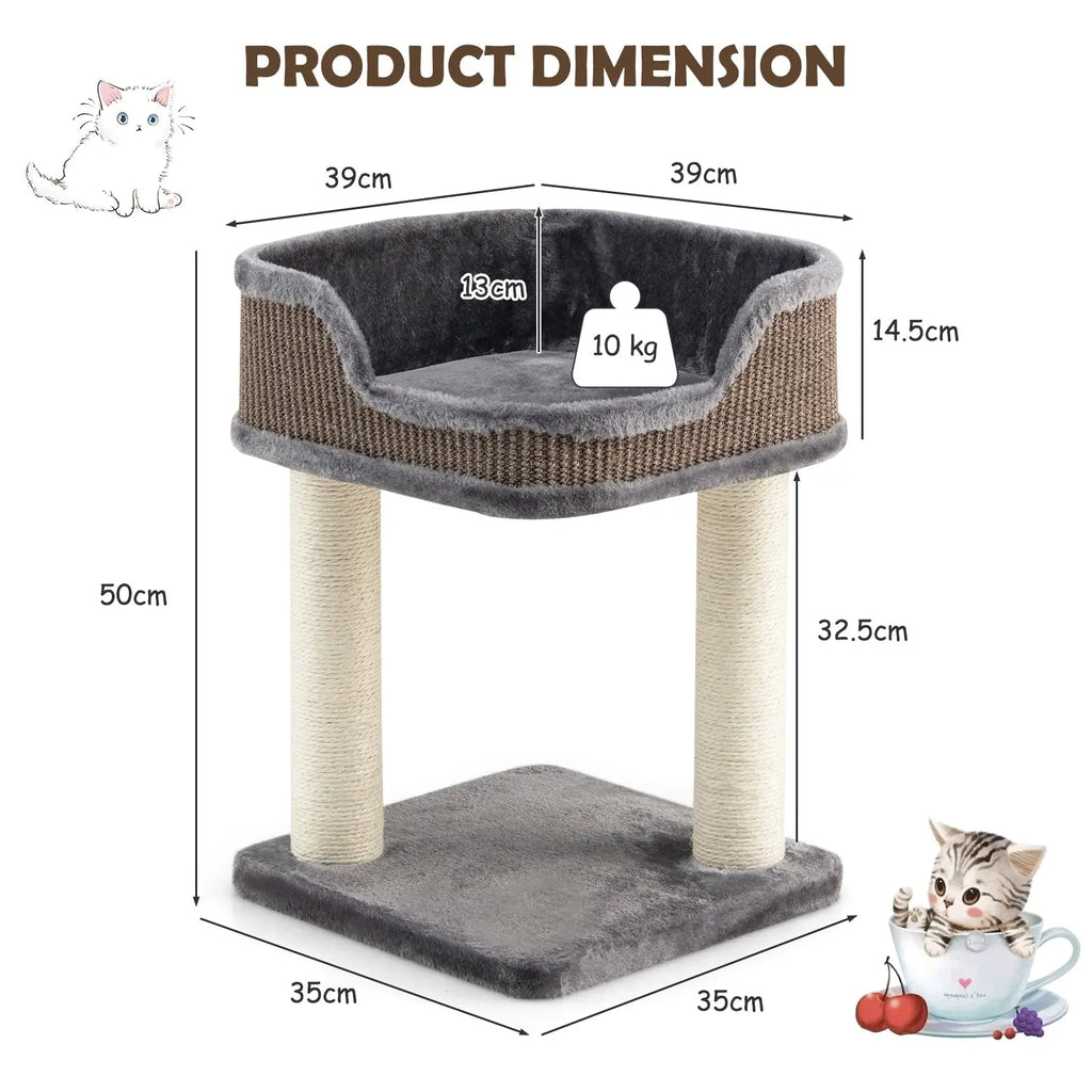 NNECW Compact Cat Tree Tower for Scratching Relaxing &amp Sleeping-Grey NNECW