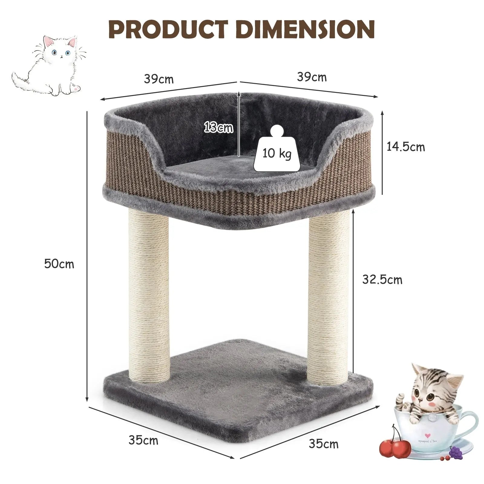 NNECW Compact Cat Tree Tower for Scratching Relaxing &amp Sleeping-Grey NNECW