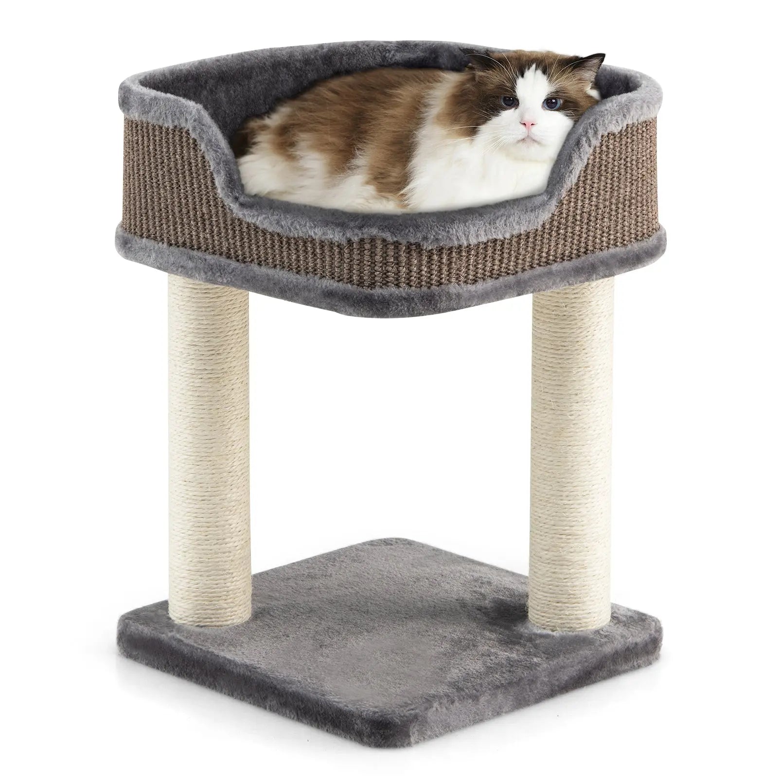 NNECW Compact Cat Tree Tower for Scratching Relaxing &amp Sleeping-Grey NNECW