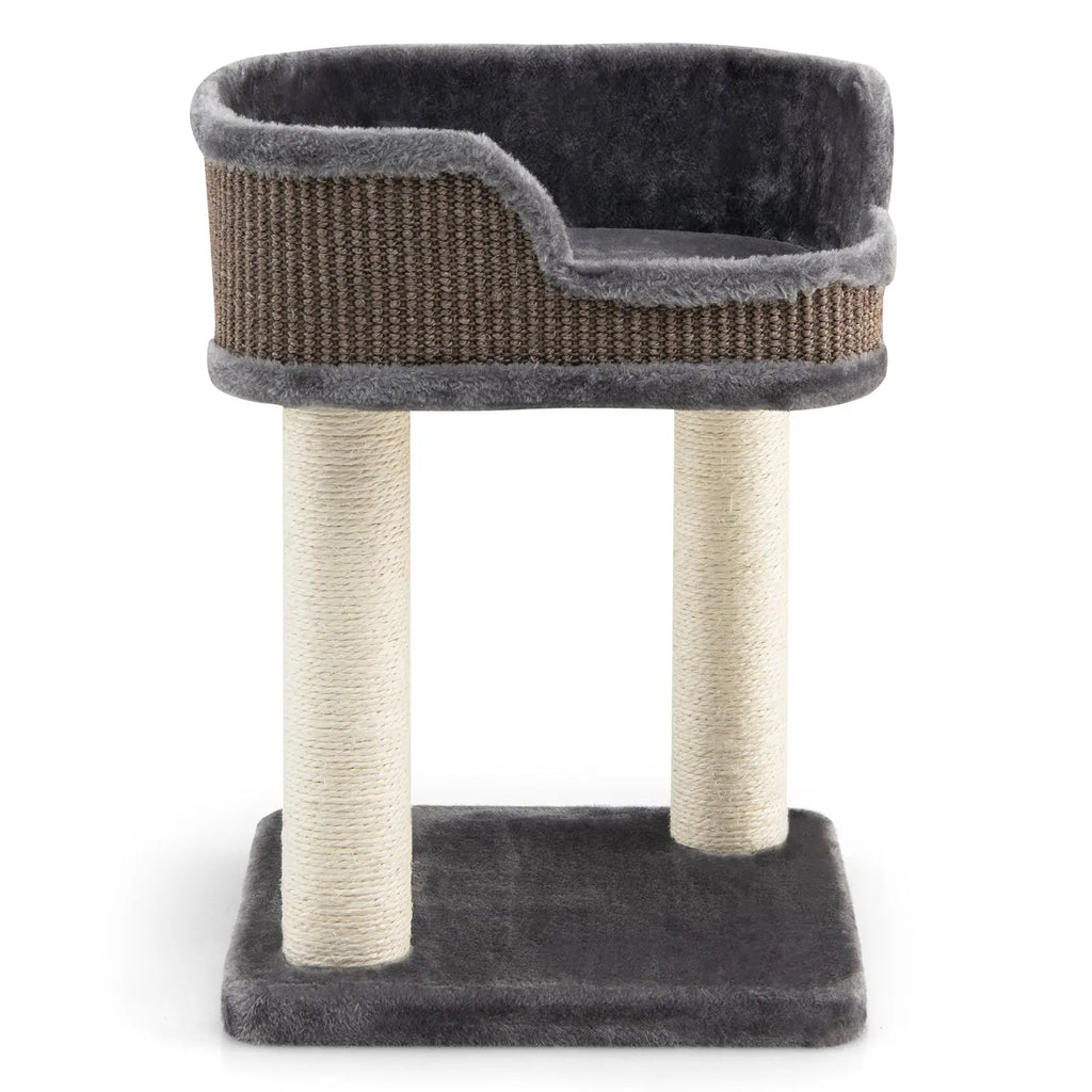 NNECW Compact Cat Tree Tower for Scratching Relaxing &amp Sleeping-Grey NNECW