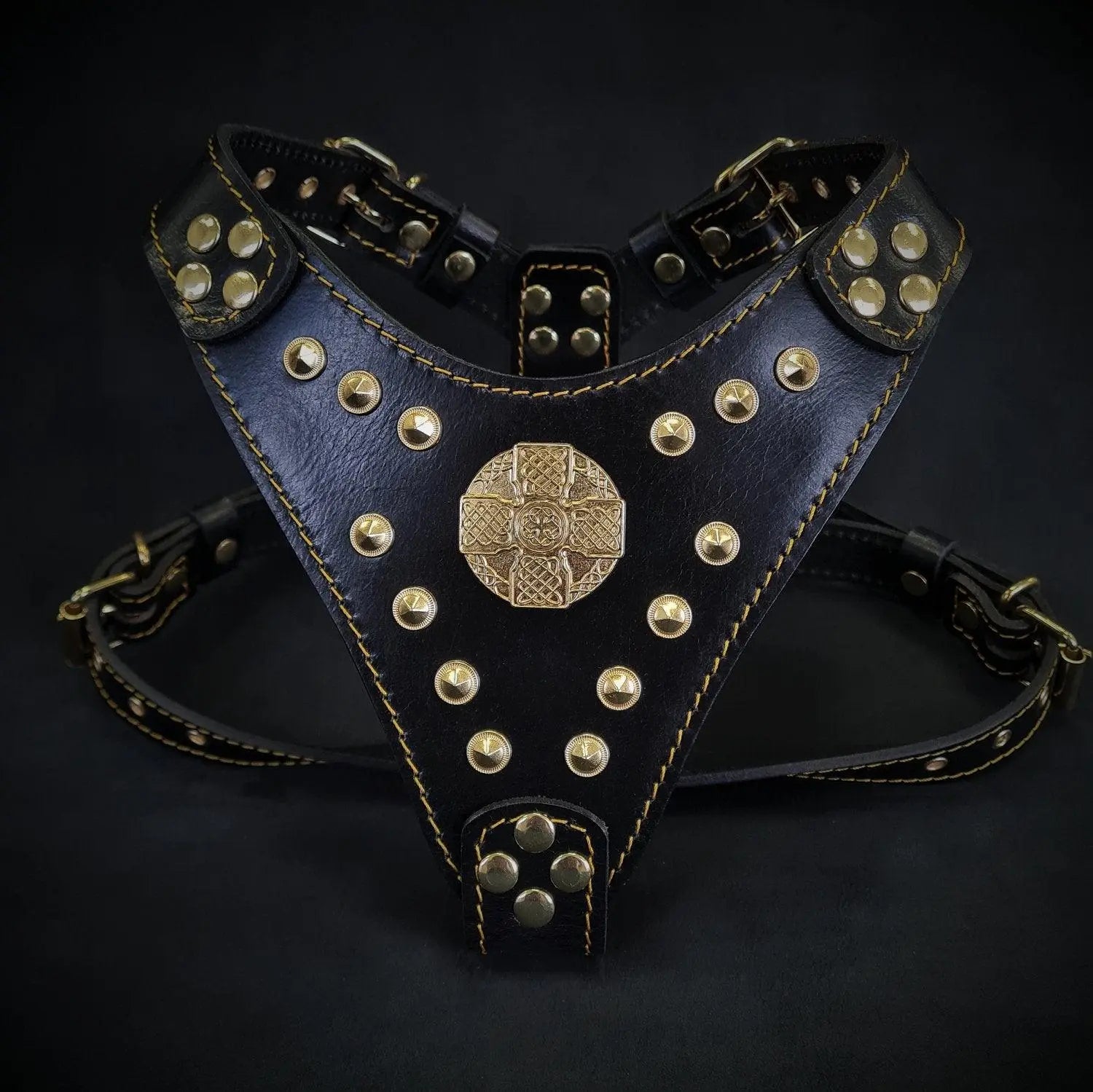The ''Maximus'' harness Black & Gold  Small to Medium Size BESTIA
